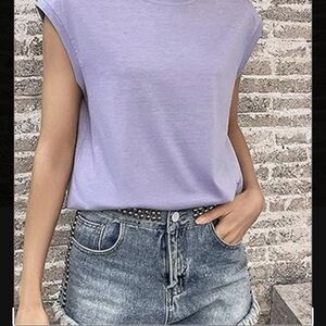 Purple Boxy Muscle Tee Sleeveless Top